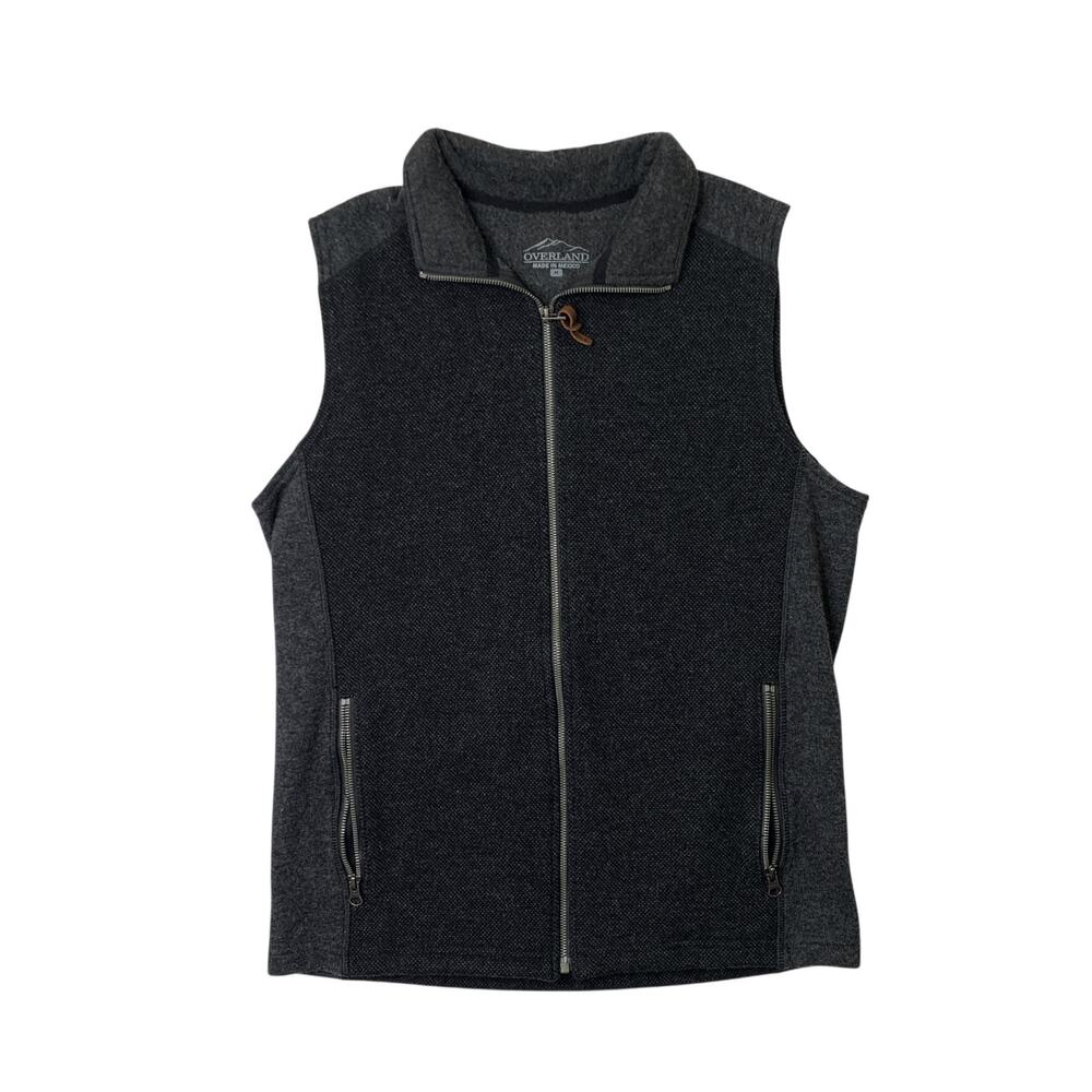 Overland Vest Mens M Medium Grey Black Amerigo Italian Wool Blend Fleece Outdoor